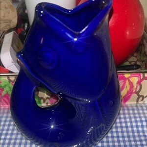 Cobalt Blue Fish-Shaped Glass Pitcher